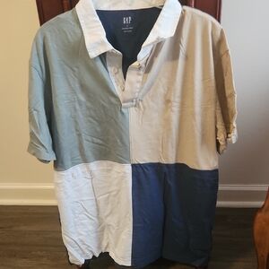 GAP Men's Color Block Polo Shirt - Green, Tan, Blue, White
